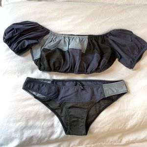 Lisa Marie Fernandez Denim Patch Bikini Set size 2 NWOT